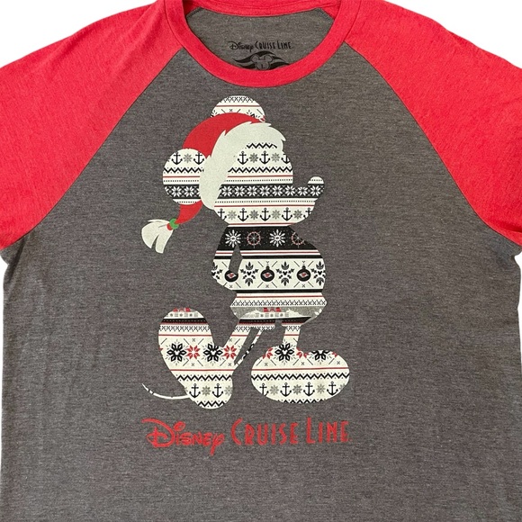 Disney Mickey Mouse Fair Isle Christmas Print Raglan Baseball Shirt - Picture 4 of 13